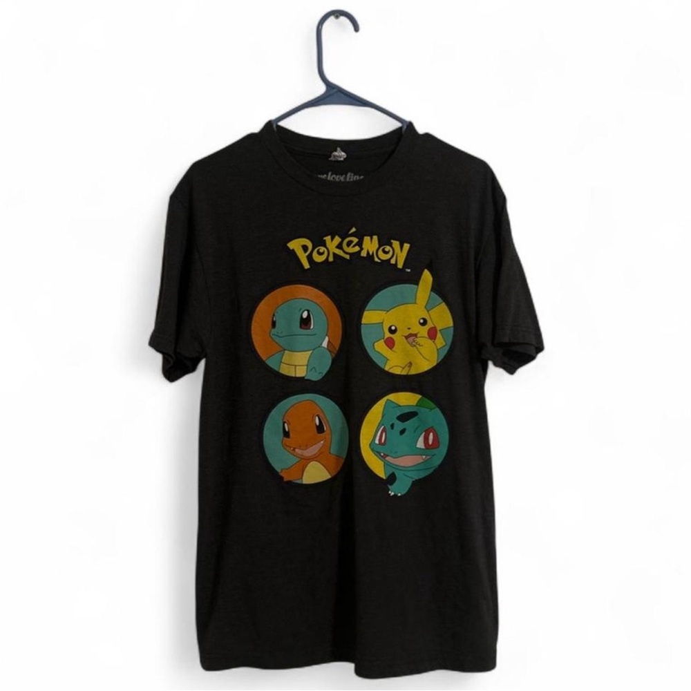 Pokémon Kids Dark Gray Tee with Pikachu, Squirtle, Charmander & Bulbasaur